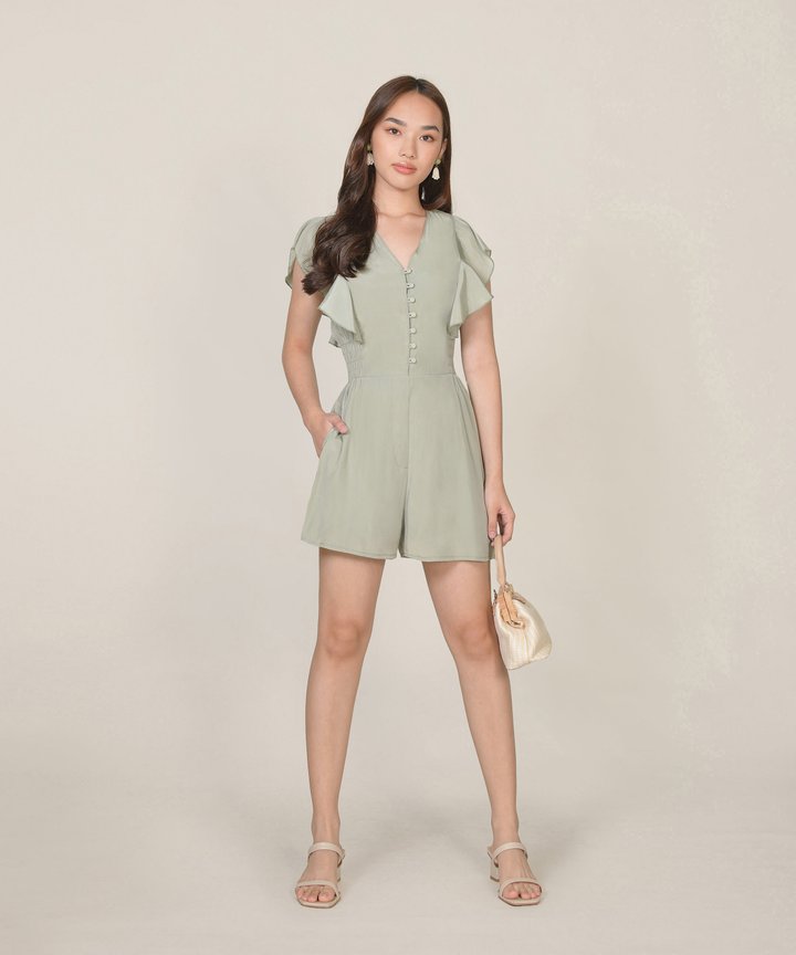 Blanche Ruffle Playsuit - Sage