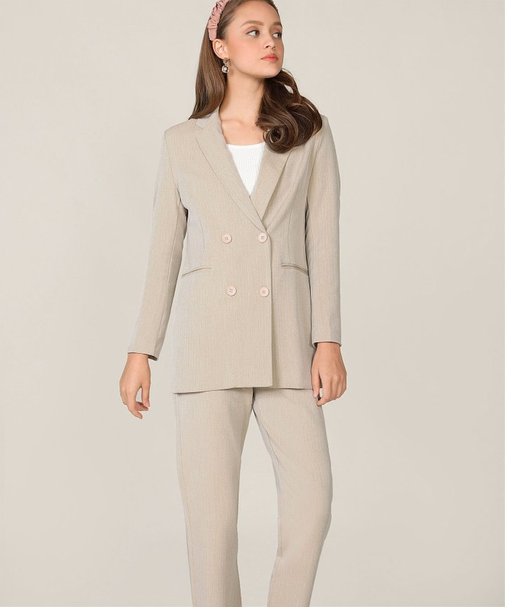 Elin Longline Blazer - Pebble Grey