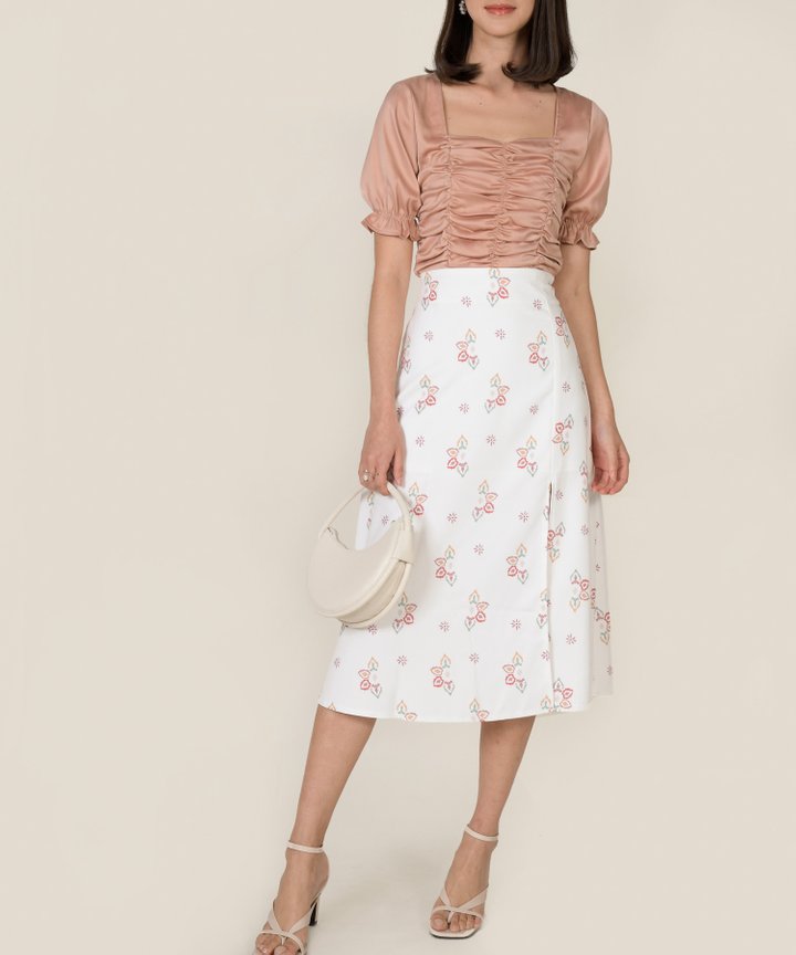 Leighton Slit Midi Skirt - White