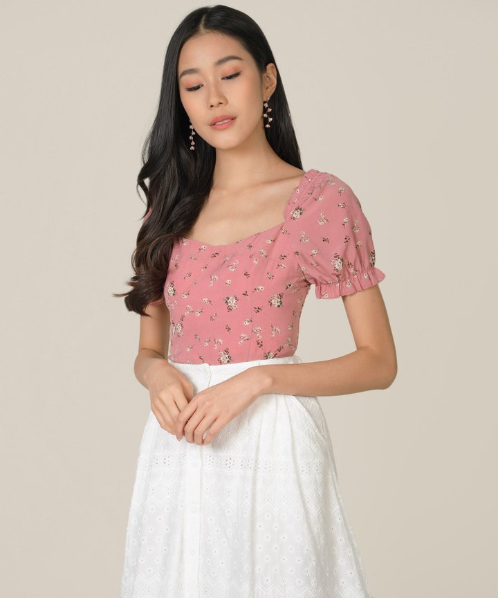 Hansel Floral Smocked Back Top - Rose Pink