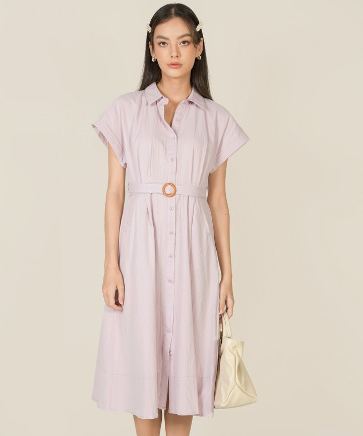 Hillary Belted Midi Shirtdress - Thistle