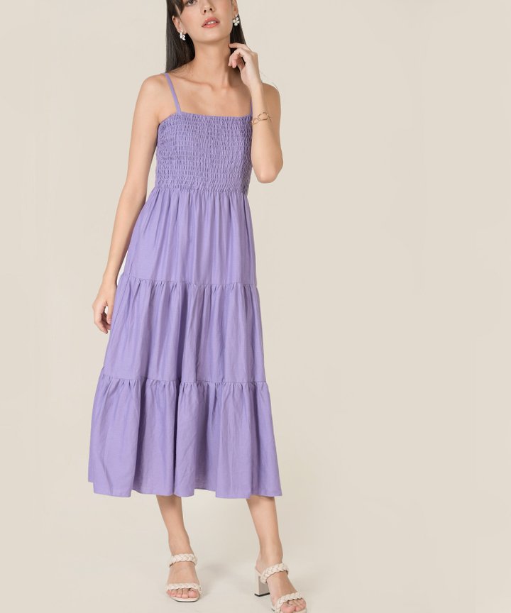 Lalique Smocked Maxi Dress - Lavender