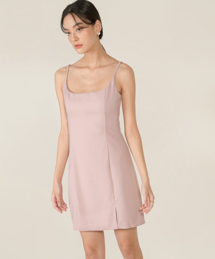 Montaigne A-line Slit Dress - Dust Pink