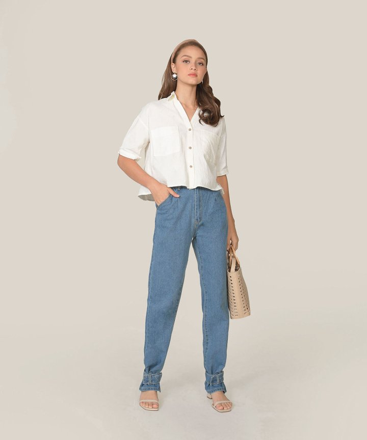 Rio High-Waisted Cuffed Ankle Jeans