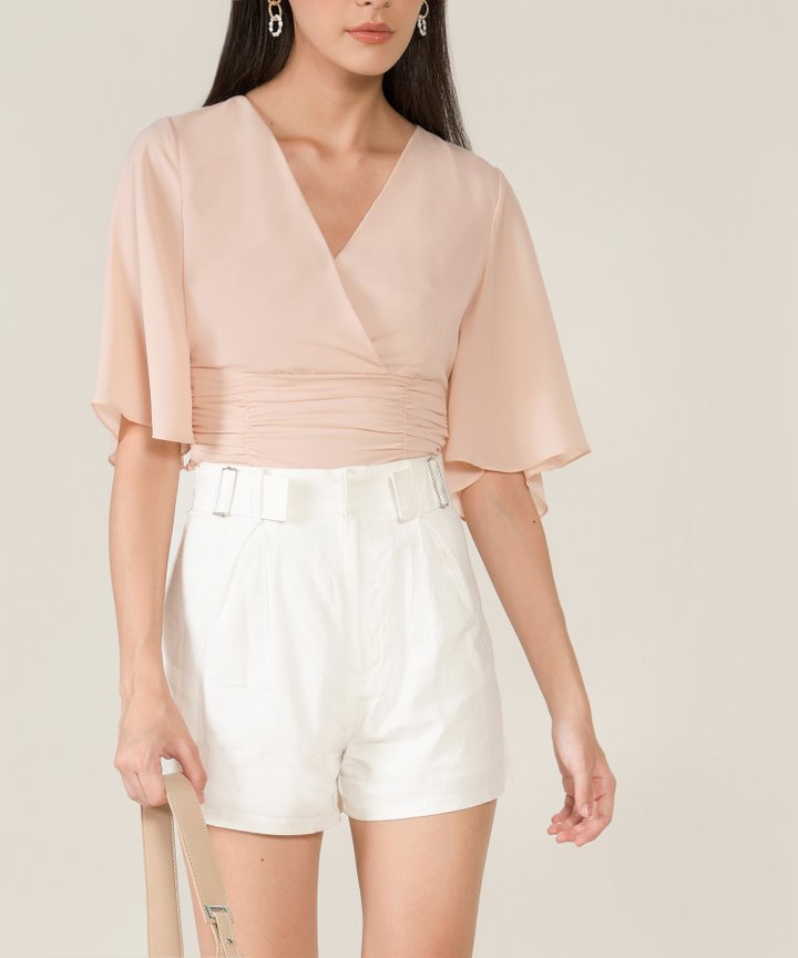 Thalia Ruched Cropped Top - Blush